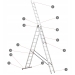 Sterke aluminium ladder 3x12 8m universeel